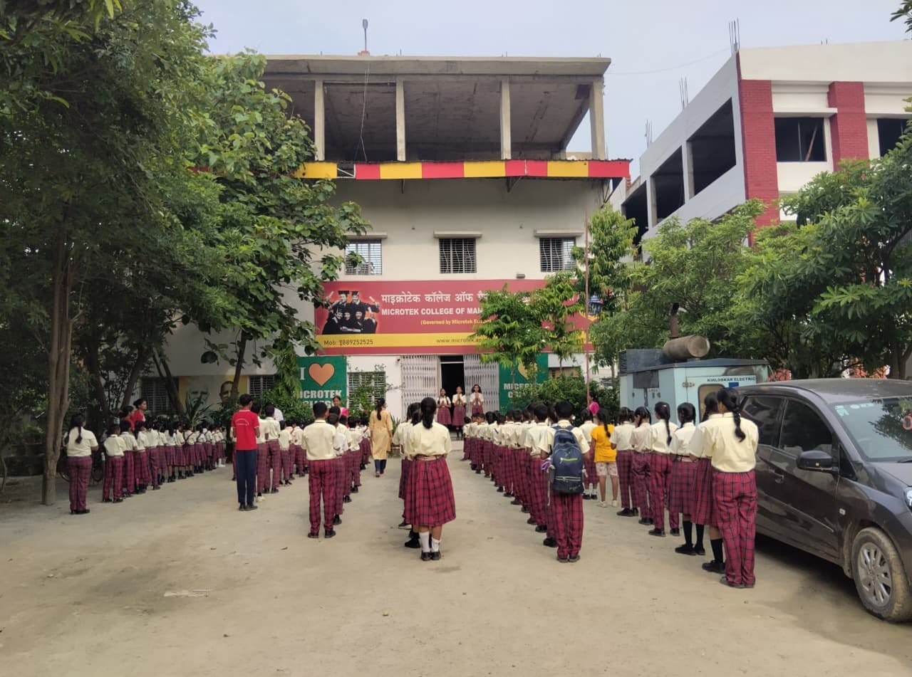 Morning assembly at the Varanasi campus